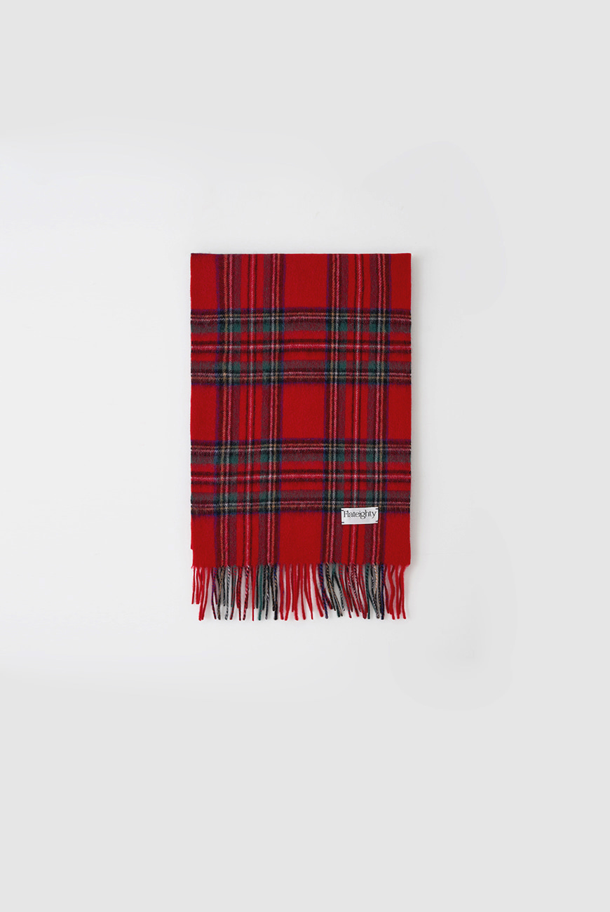 3rd/ Lambswool Check Muffer (Red)